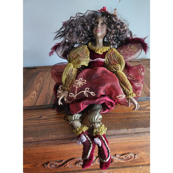 Unbranded Other - Vtg 90's Shelf Sitter Fairy Porcelain Doll W/Wings 12"T